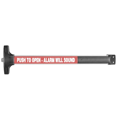 Detex Alarmed Panic Device, Keyless, Weatherized, Less Dogging, 36", US28 V40 EBxW LD 628 99 36